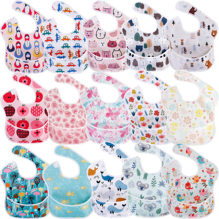 4Pcs Baby Waterproof Feeding Stuff Bibs