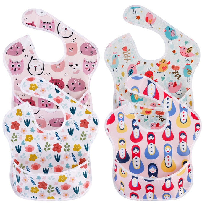 4Pcs Baby Waterproof Feeding Stuff Bibs