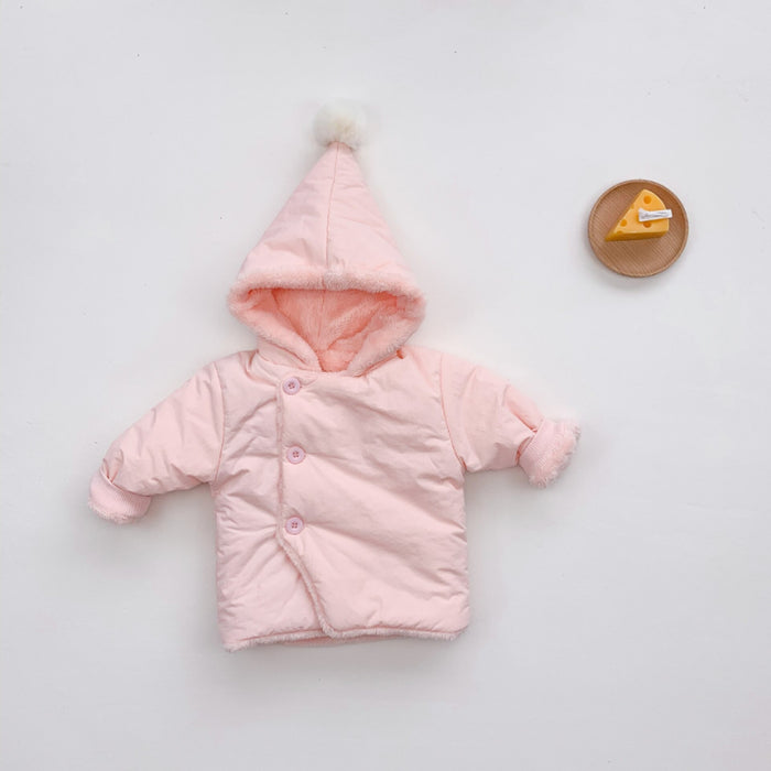 Winter Hooded Coat With Round Ball