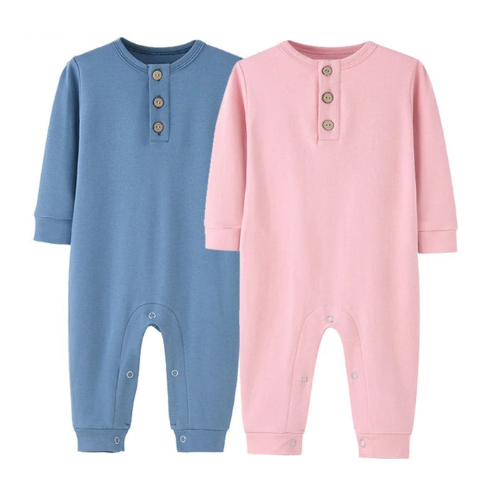 2 Pcs Baby Fall Clothes Solid Color Romper