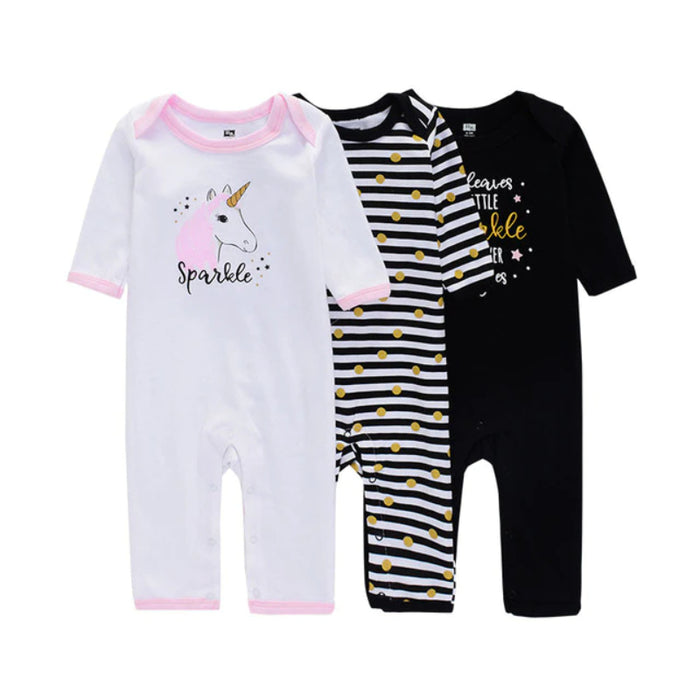 3 Pcs Unisex Printed Romper Set