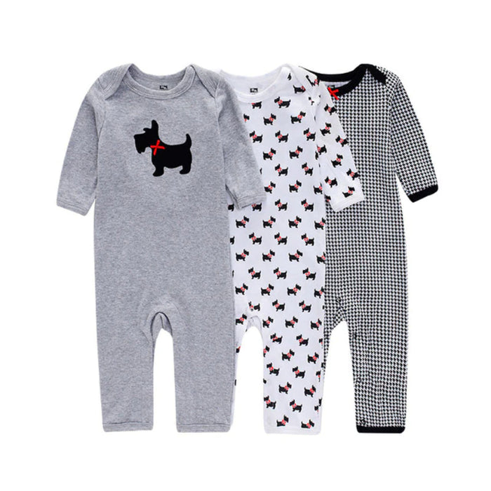 3 Pcs Unisex Printed Romper Set