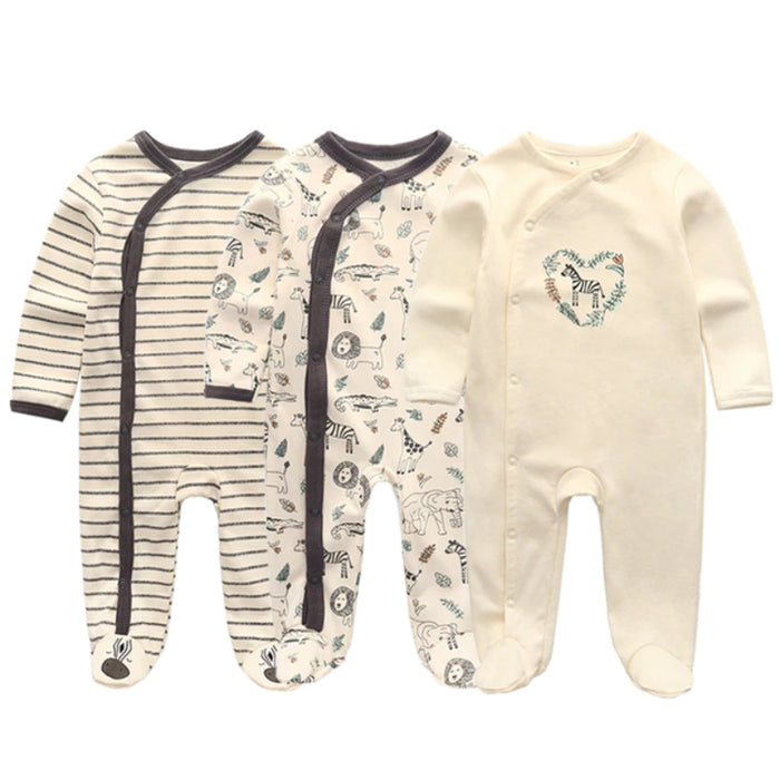 3 Pcs Unisex Printed Romper Set