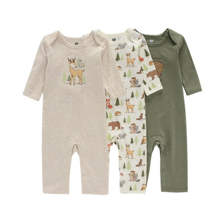 3 Pcs Unisex Printed Romper Set