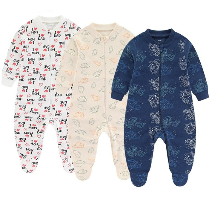 3 Pcs Newborn Baby Cotton Romper Set