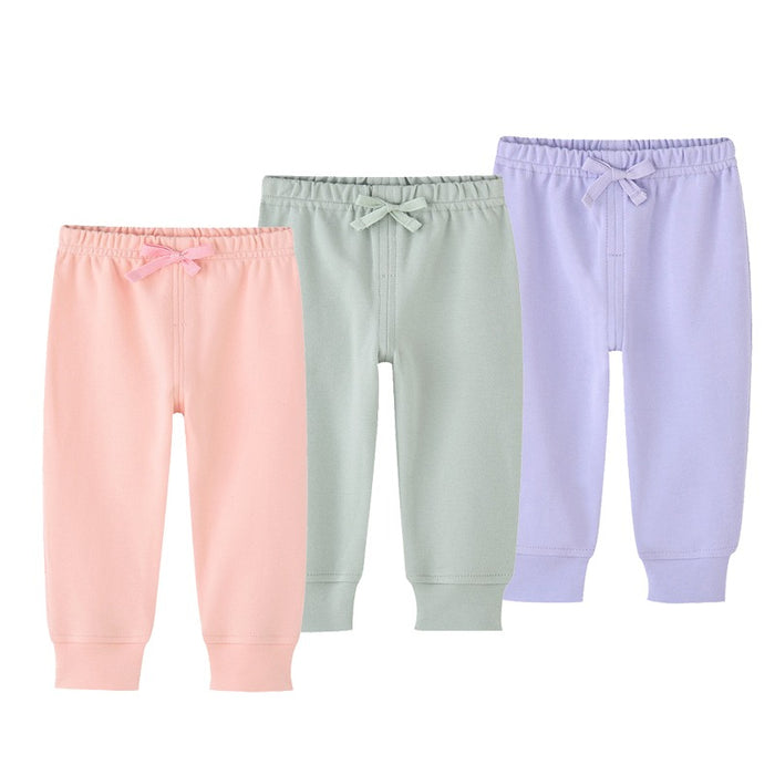 3Pcs Elastic Waist Solid Color Pants