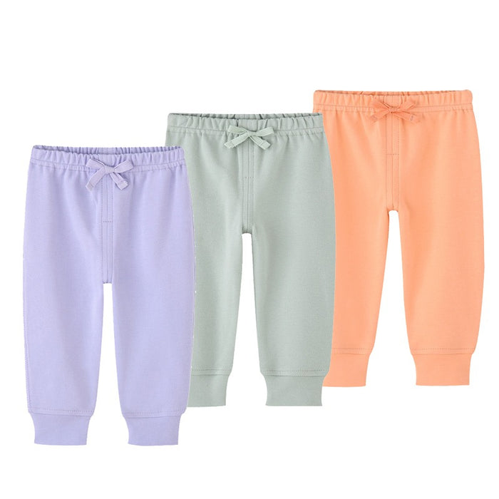 3Pcs Elastic Waist Solid Color Pants