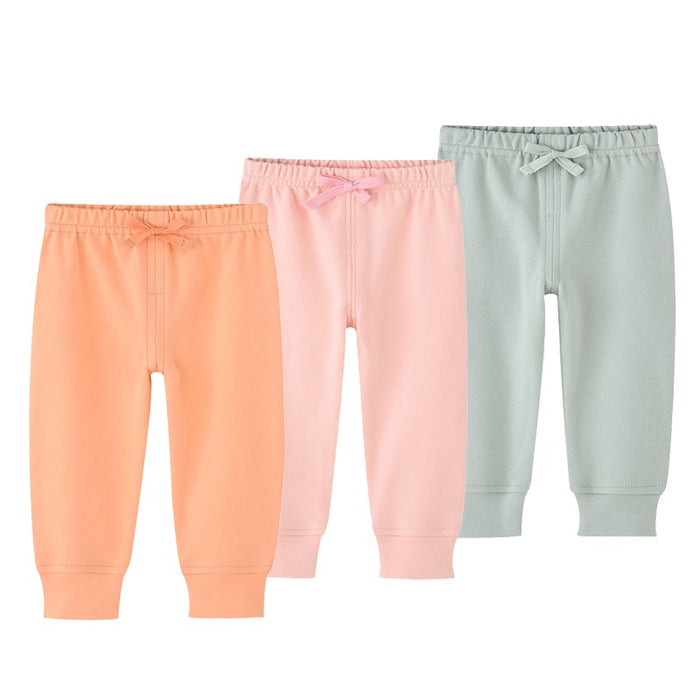 3Pcs Elastic Waist Solid Color Pants