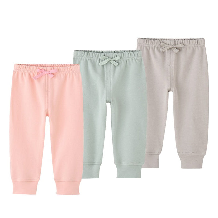 3Pcs Elastic Waist Toddler Solid Color Pants