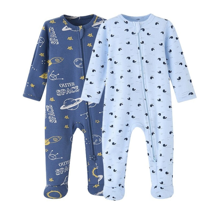 0-12 Months Baby Boy Zippered Romper