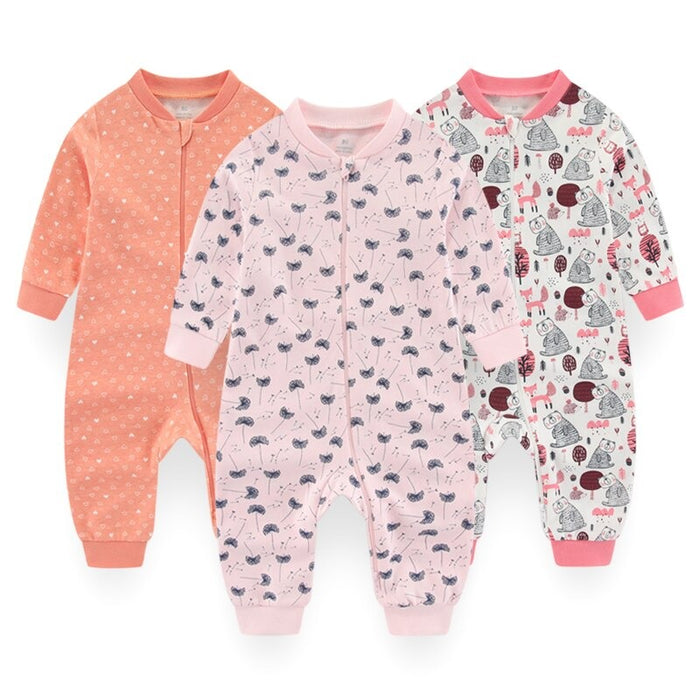 3 Pcs Zipper Overall Rompers Set