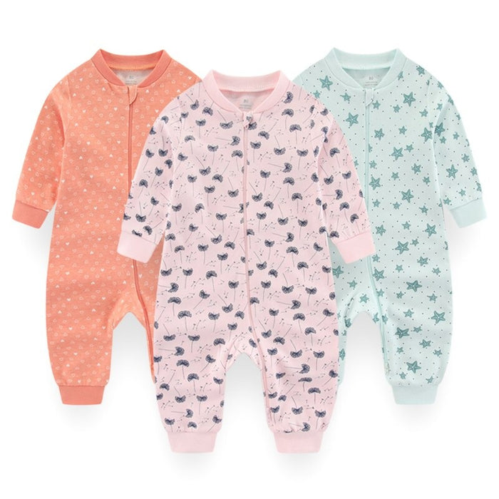 3 Pcs Zipper Overall Rompers Set