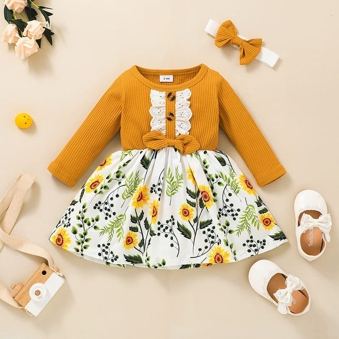 Floral Print Baby Girl Long Sleeve Dress