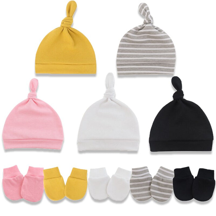 5 Sets Of 0-6 Month Newborn Hat And Gloves