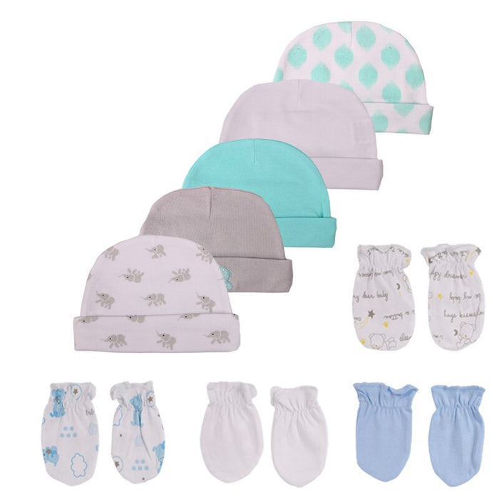 5 Sets Of 0-6 Month Newborn Hat And Gloves