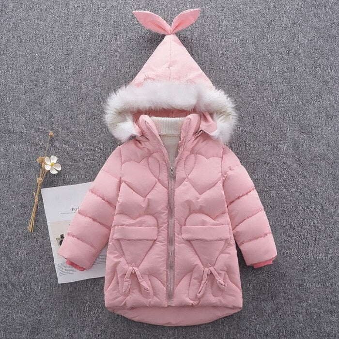 Girl Winter Thick Warm Pink Hooded Jacket