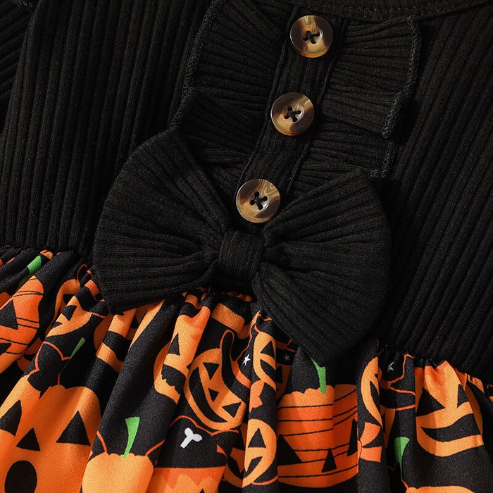 Halloween Pumpkin Print Toddler Girl Dresses