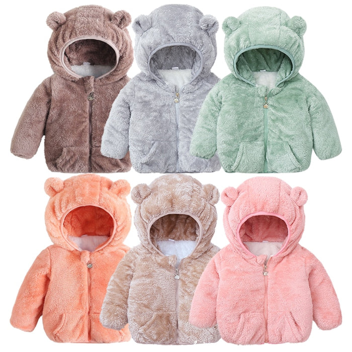 Winter Solid Color Thickened Warm Coat For Kids