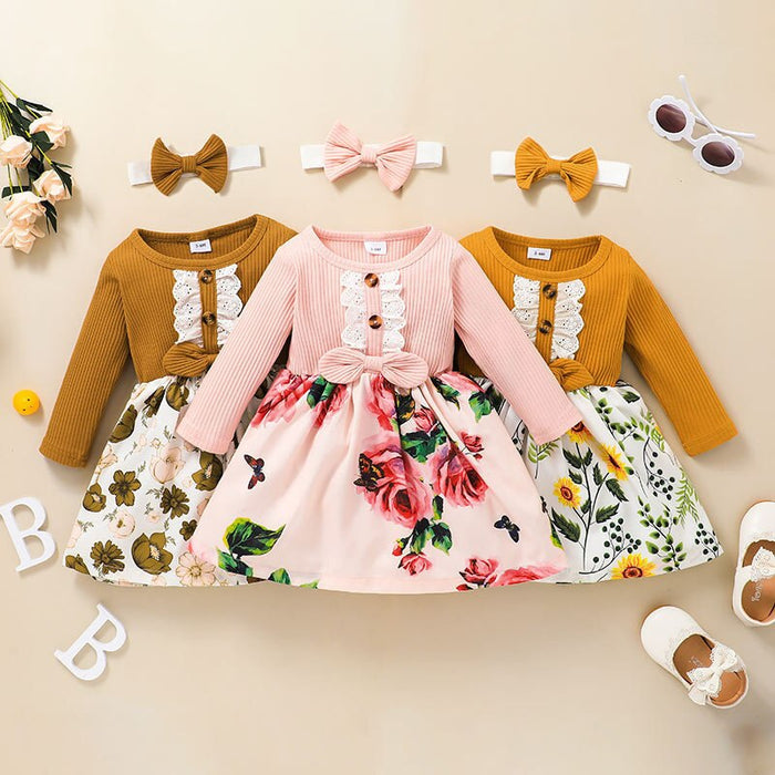 Floral Print Baby Girl Long Sleeve Dress