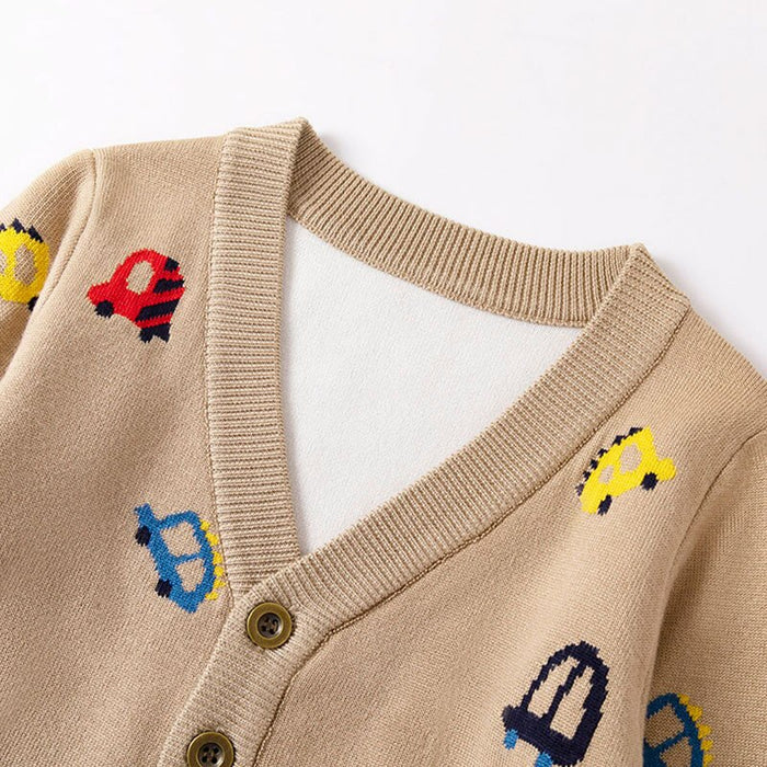 Boys Autumn Cartoon Printed Knitted Cardigan Jackets