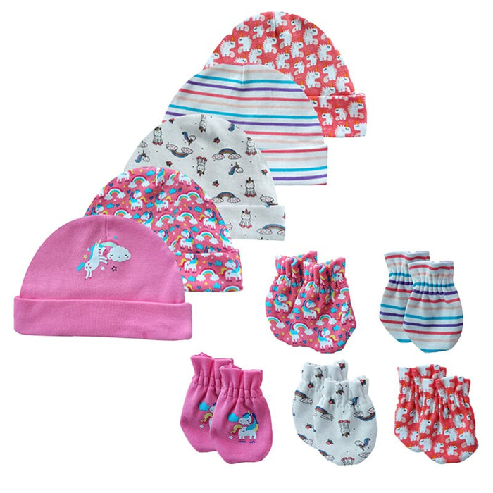 5 Sets Of 0-6 Month Newborn Hat And Gloves