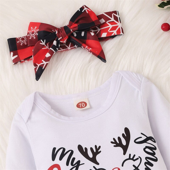 3Pcs Long-Sleeves Christmas Outfits Sets For Girls