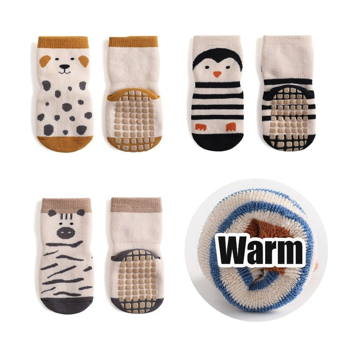 3-Pairs Non-Slip Warm Cotton Socks For Kids