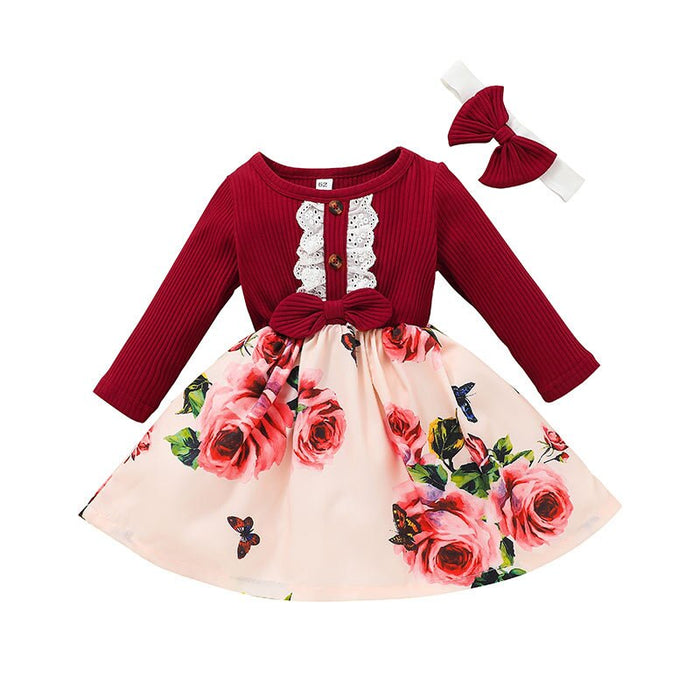 Floral Print Baby Girl Long Sleeve Dress