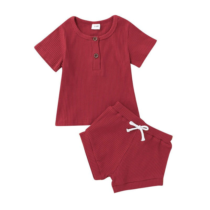 Casual Solid Color T-Shirt And Pants For Toddler