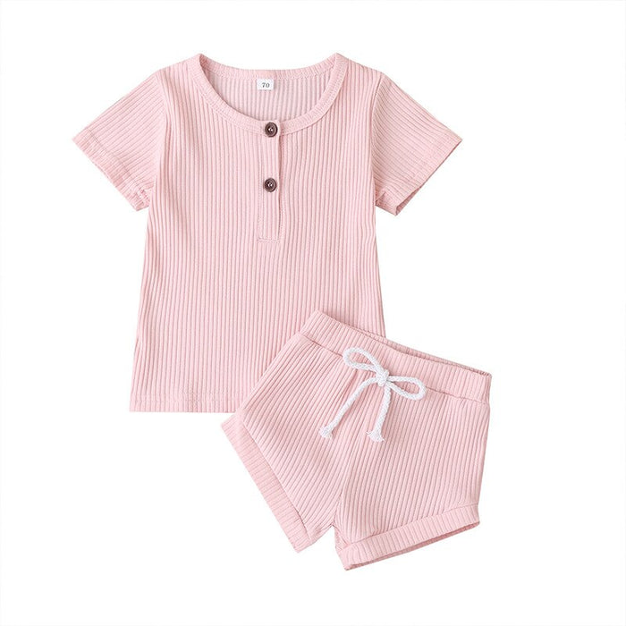 Casual Solid Color T-Shirt And Pants For Toddler