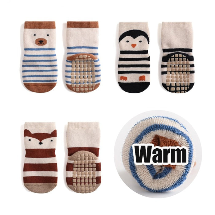 3-Pairs Non-Slip Warm Cotton Socks For Kids