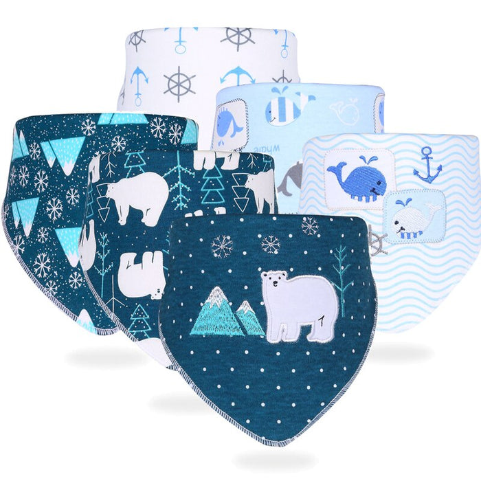 Set Of 6 Muslin Cotton Bibs For Infant