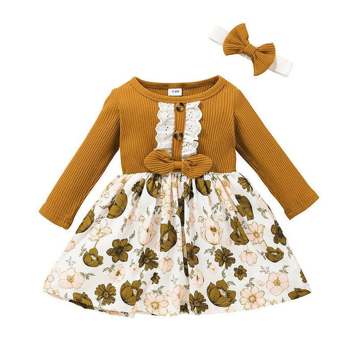 Floral Print Baby Girl Long Sleeve Dress