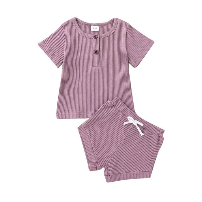 Casual Solid Color T-Shirt And Pants For Toddler