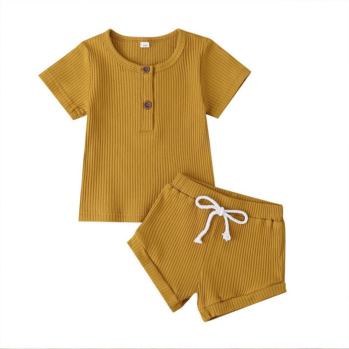 Casual Solid Color T-Shirt And Pants For Toddler