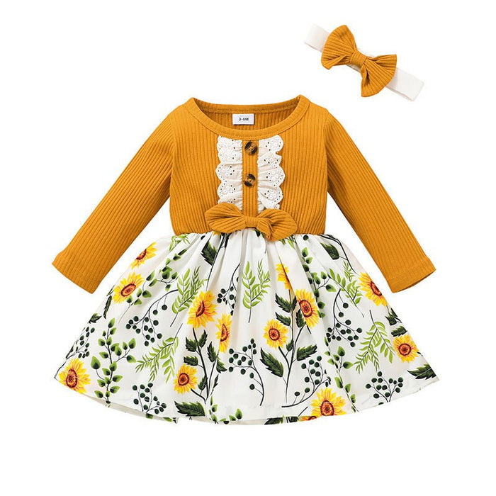 Floral Print Baby Girl Long Sleeve Dress