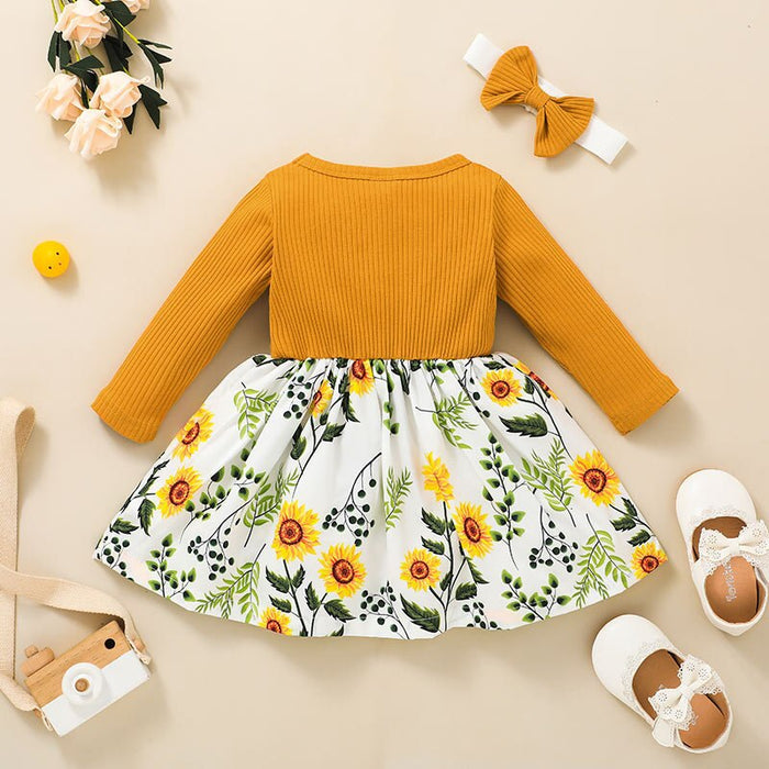 Floral Print Baby Girl Long Sleeve Dress