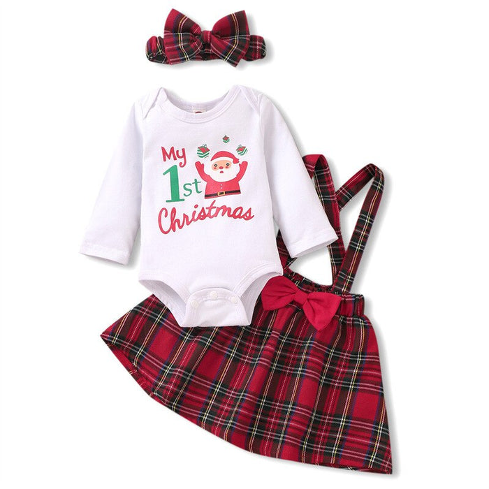 3Pcs Long-Sleeves Christmas Outfits Sets For Girls