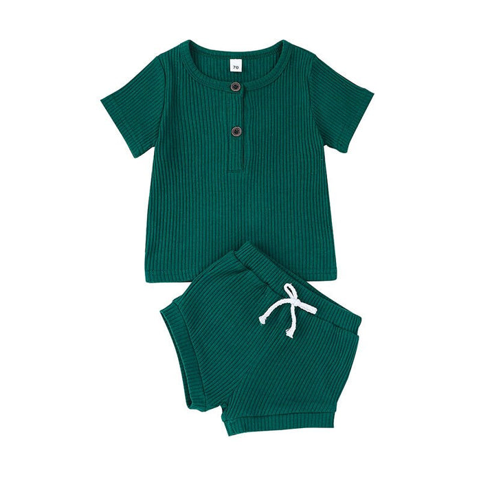 Casual Solid Color T-Shirt And Pants For Toddler