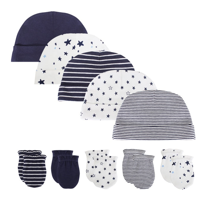 5 Sets Of 0-6 Month Newborn Hat And Gloves