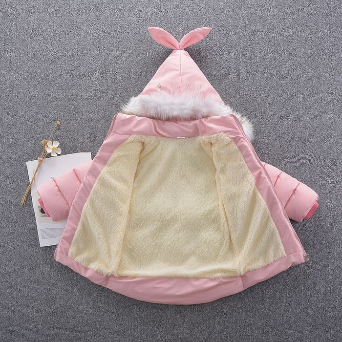 Girl Winter Thick Warm Pink Hooded Jacket