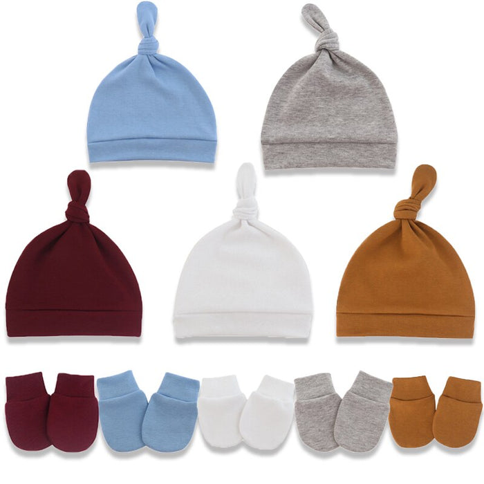 5 Sets Of 0-6 Month Newborn Hat And Gloves