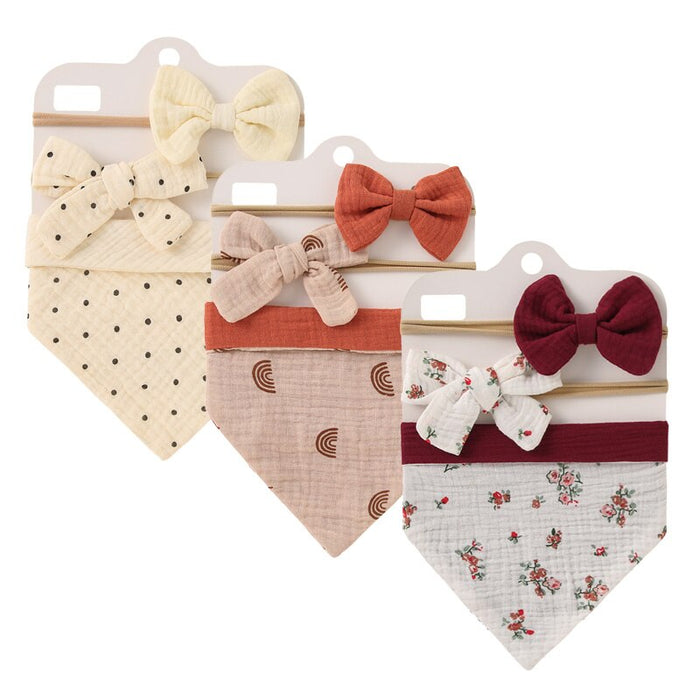 3 Set Of Baby Bibs With Headband