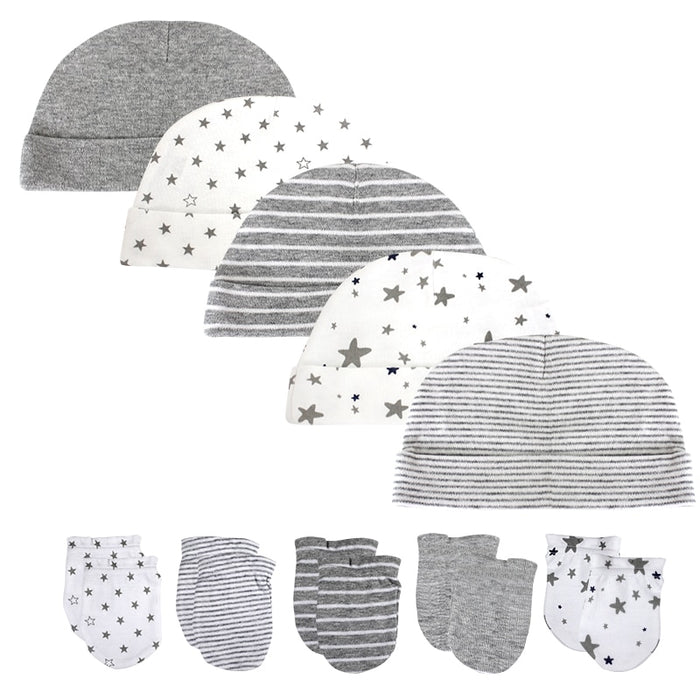 5 Sets Of 0-6 Month Newborn Hat And Gloves