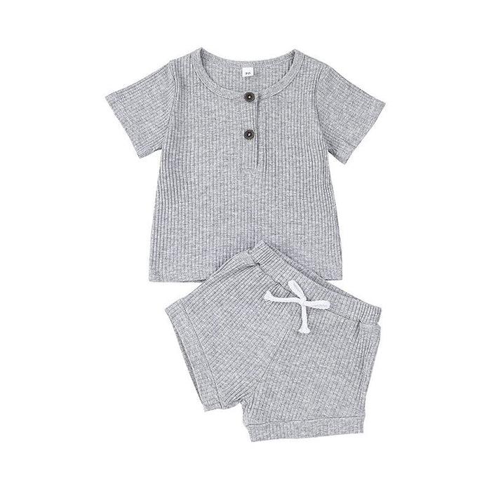 Casual Solid Color T-Shirt And Pants For Toddler