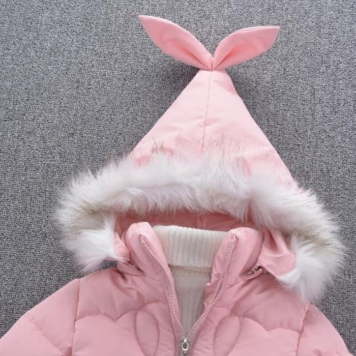 Girl Winter Thick Warm Pink Hooded Jacket