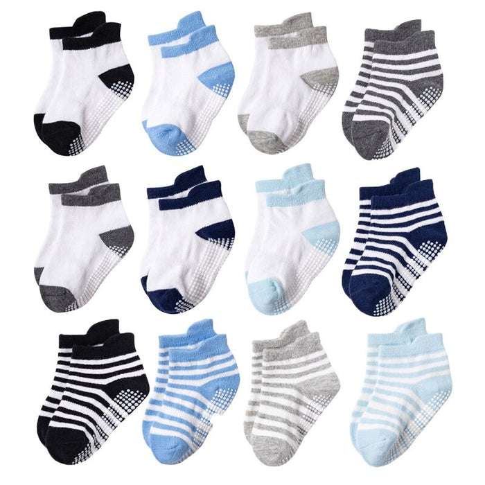 12 Pairs Non-Slip Autumn Winter Baby Socks Set