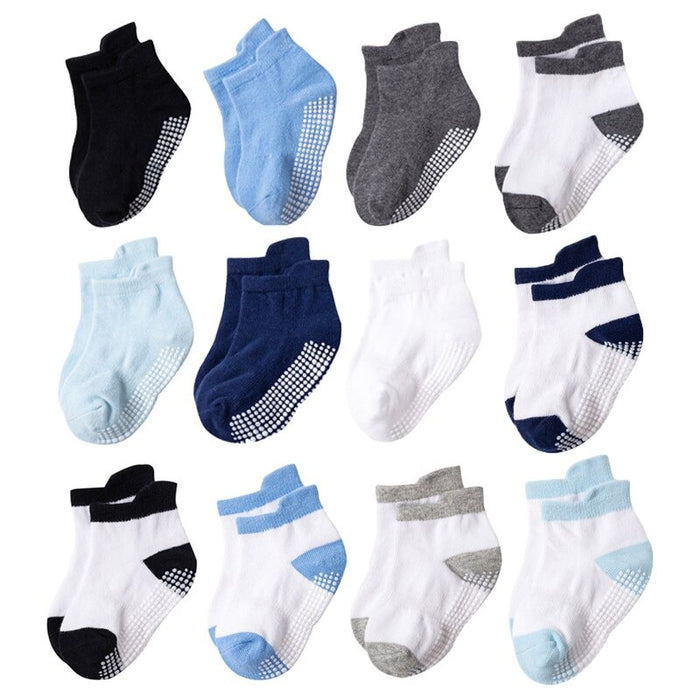 12 Pairs Of Cotton Non-Slip Baby Socks Set