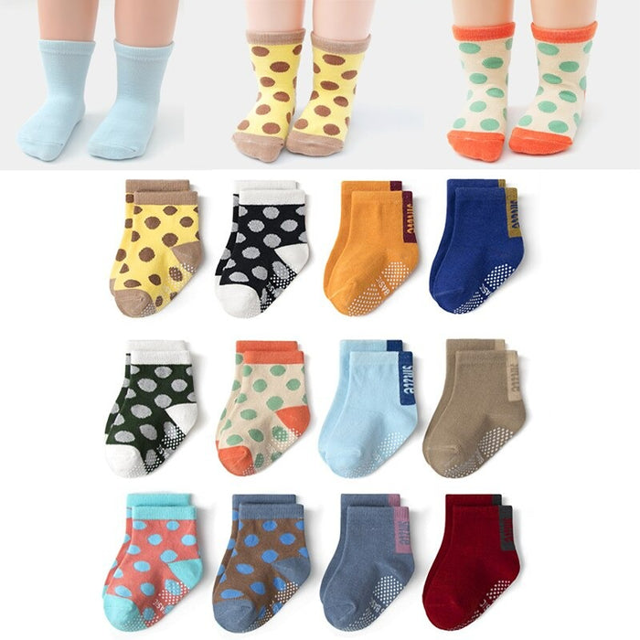 12 Pairs Of Cotton Non-Slip Baby Socks Set