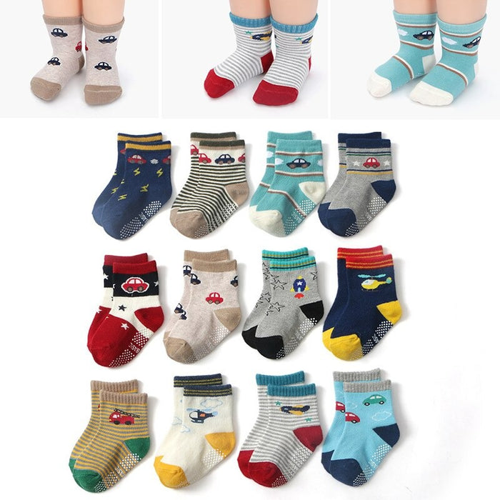 12 Pairs Non-Slip Autumn Winter Baby Socks Set